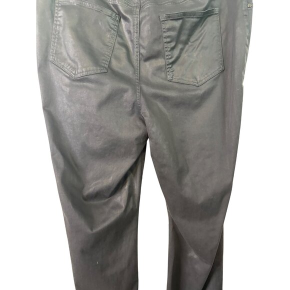 Chicos Women's Shiny Black Stretch Jegging Pants W Front & Back Pockets Size 14 - Picture 10 of 13